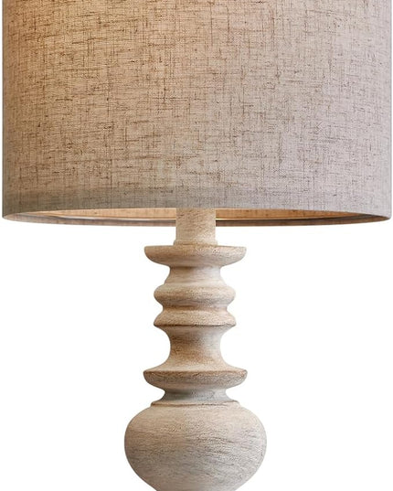 BOBOMOMO Tradition 20" Rustic Single Table Lamp for Living Room Bedroom Bedside Desk Lamps Bedroom Nightstand Vintage Lamps Linen,Suitable for Decorating Small Areas (1 Pack) - LeafyLoom