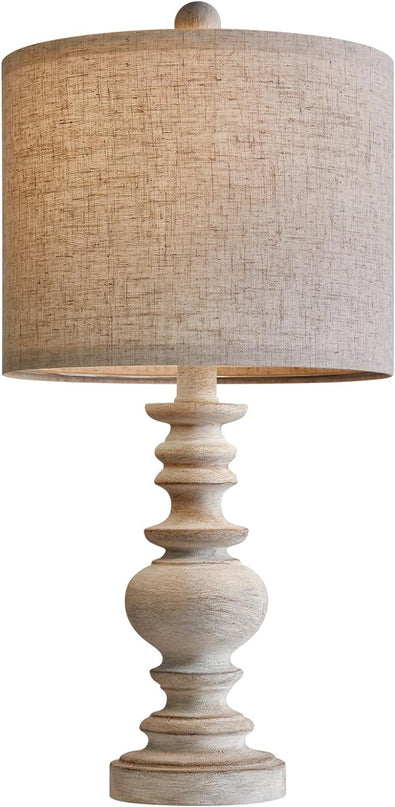BOBOMOMO Tradition 20" Rustic Single Table Lamp for Living Room Bedroom Bedside Desk Lamps Bedroom Nightstand Vintage Lamps Linen,Suitable for Decorating Small Areas (1 Pack) - LeafyLoom