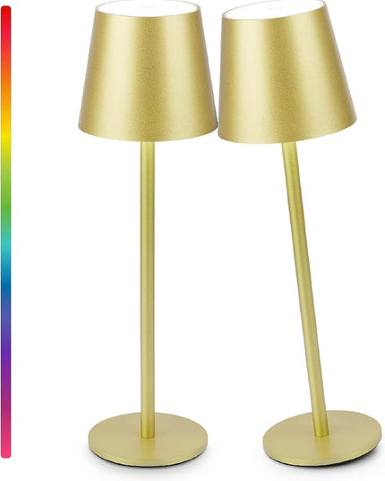 2-Pack RGB Cordless Table Lamp, 5200mAh RGB 8 Modes & Touch Control Rechargeable Battery Desk Lamp, IP54 Waterproof outdoor table lamp for Bedroom/Outdoor/Restaurant/Camping/Bars(Champagne) - LeafyLoom