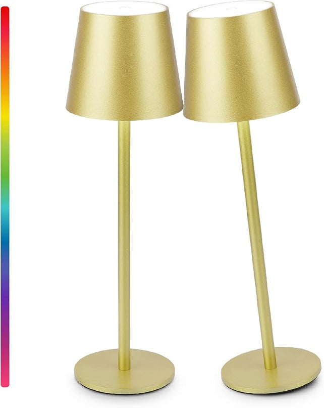 2-Pack RGB Cordless Table Lamp, 5200mAh RGB 8 Modes & Touch Control Rechargeable Battery Desk Lamp, IP54 Waterproof outdoor table lamp for Bedroom/Outdoor/Restaurant/Camping/Bars(Champagne) - LeafyLoom