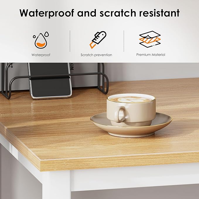 DlandHome 31.5 inches Small Computer Desk for Home Office Activity Table Writing Table for Small Spaces Study Table Student Laptop Desk Teak and White DND-AC3TW-8040 - LeafyLoom