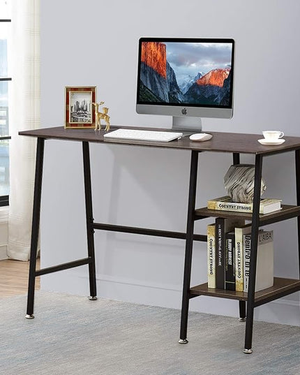 VECELO 43 Inch Computer Modern Student Writing Home-Office, Ladder Desk, Coffee+black Leg - LeafyLoom