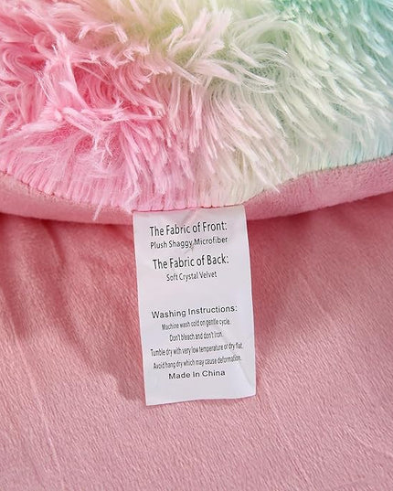 WINLIFE Shaggy Faux Fur Comforter Set Flannel Fuzzy Bedding Set Long Hair Fluffy Plush Comforter Sets Gradient Ombre Tie Dye MultiColor Bedding for Girls Women (3Pcs, Queen, Rainbow) - LeafyLoom