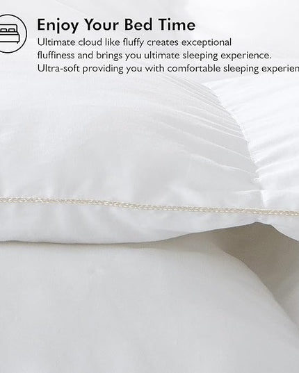 Luxurious Oversized King 108" x 98" Size Goose Down Fiber Waterfowl Feather Fiber Comforter Duvet, 100% Egyptian Cotton Cover, 65 oz. Fill Weight, Baffle Box Design, White Solid - LeafyLoom