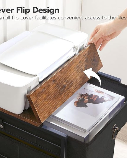 HOOBRO File Cabinet, 2-Drawer Filing Cabinet, Vertical Mobile Office Cabinet, Rolling Printer Stand, for A4/Letter Size Files, Nonwovens Drawer, for Home Office, Rustic Brown and Black BFK21WJ01 - LeafyLoom