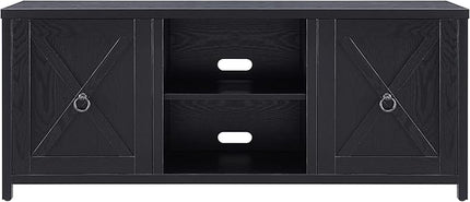 Henn&Hart Rectangular TV Stand for TV's up to 65" in Black, Electric Fireplace TV Stands for the Living Room - LeafyLoom