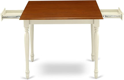 East West Furniture Monza 3 Piece Room Set Contains a Rectangle Kitchen Table with Dropleaf and 2 Dining Chairs, 36x54 Inch, Buttermilk & Cherry - LeafyLoom