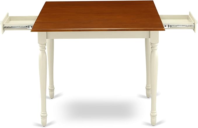 East West Furniture Monza 3 Piece Room Set Contains a Rectangle Kitchen Table with Dropleaf and 2 Dining Chairs, 36x54 Inch, Buttermilk & Cherry - LeafyLoom