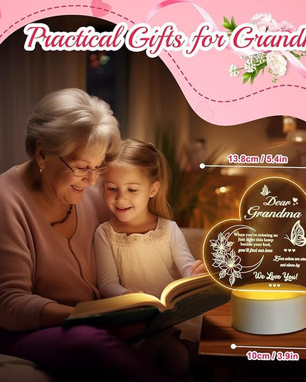 Linkax Grandma Birthday Gifts for Nana from Grandchildren, Grandma Gifts from Granddaughter Grandson, Birthday Gifts for Grandma Engraved Night Light, Mothers Day Thanksgiving Gifts for Nana Mimi - LeafyLoom