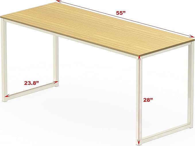SHW Home Office 55 Inch Computer Desk, 24" Deep, Oak - LeafyLoom