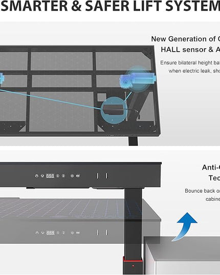 EUREKA ERGONOMIC RGB Glass Gaming Desk, Music Studio Desk, 47 Inch Adjustable Height Computer Desk Music Sensing LED Sit Stand Desk for Home Office Gamer w Dual Motors,USB Ports, APP Control - LeafyLoom