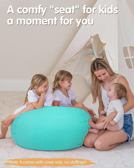 Aubliss Stuffed Animal Bean Bag Storage Chair, Beanbag Covers Only for Organizing Plush Toys, Turns into Bean Bag Seat for Kids When Filled, Medium 32"-Canvas Solid Aqua - LeafyLoom