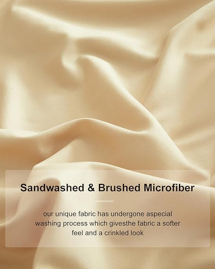 Bed Sheet Set - Brushed Microfiber Bedding - Bedding Sheets & Pillowcases - Deep Pockets - Easy Fit - Breathable & Soft Hotel Sheets - 4 Piece Twin Beige - LeafyLoom