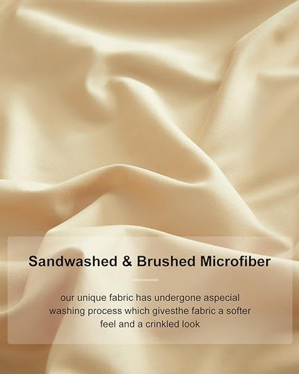 Bed Sheet Set - Brushed Microfiber Bedding - Bedding Sheets & Pillowcases - Deep Pockets - Easy Fit - Breathable & Soft Hotel Sheets - 4 Piece Full Beige - LeafyLoom