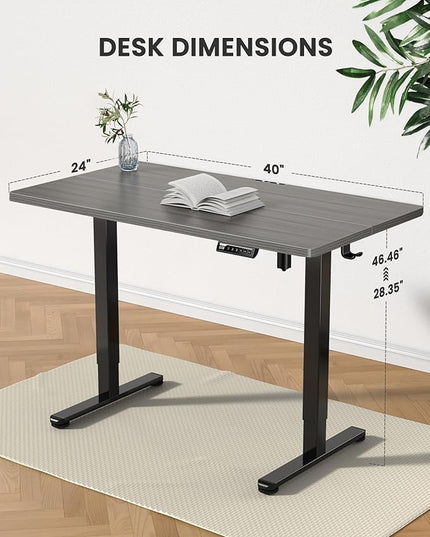ErGear Height Adjustable Electric Standing Desk, 40 x 24 Inches Sit Stand up Desk, Memory Computer Home Office Desk (Grey) - LeafyLoom