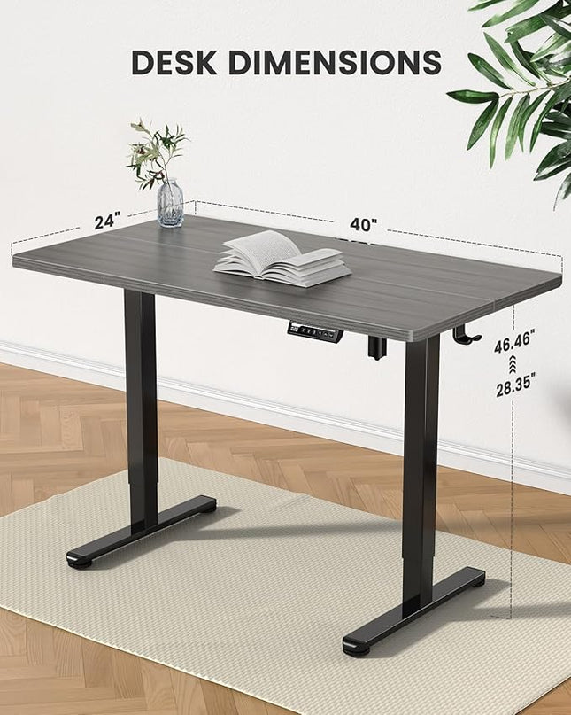 ErGear Height Adjustable Electric Standing Desk, 40 x 24 Inches Sit Stand up Desk, Memory Computer Home Office Desk (Grey) - LeafyLoom