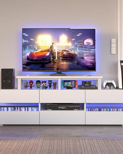 45" Large TV Riser for 32-60 inch TV, TV Riser Stand Shelf with Steel Legs, Tabletop TV Stand Riser for Home Office,White - LeafyLoom