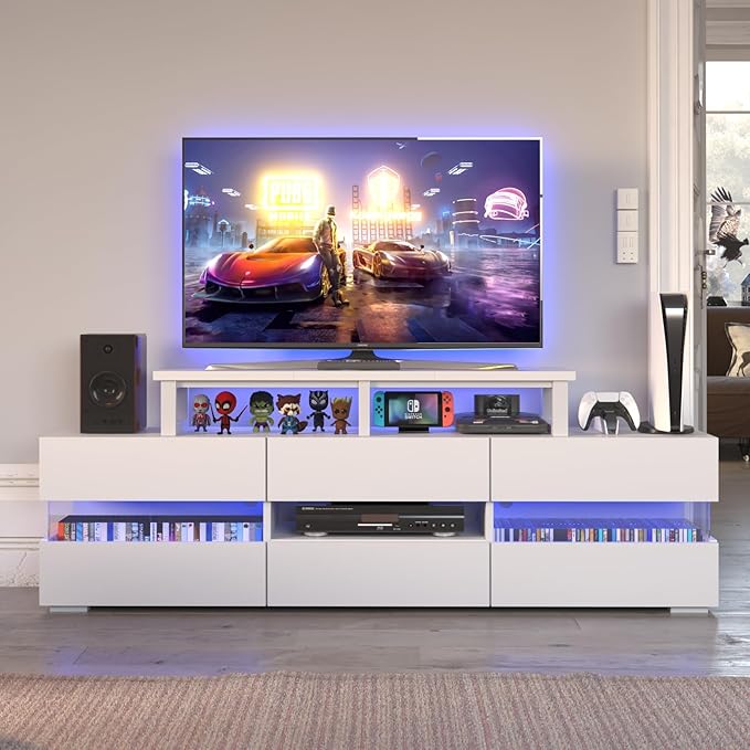 45" Large TV Riser for 32-60 inch TV, TV Riser Stand Shelf with Steel Legs, Tabletop TV Stand Riser for Home Office,White - LeafyLoom