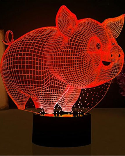 Pig Night Light 3D Illusion Lamp Touch 7 Color Changing Bed Room Decor Girl Kids Birthday Present Toys Pigs Gifts for Pig Lover Collection - LeafyLoom