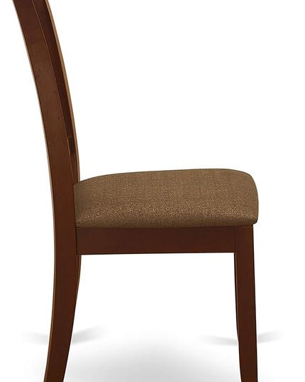 East West Furniture HLDA5-MAH-C 5 Piece Kitchen Table Set for 4 Includes a Round Dining Room Table with Pedestal and 4 Linen Fabric Upholstered Dining Chairs, 42x42 Inch, Mahogany - LeafyLoom