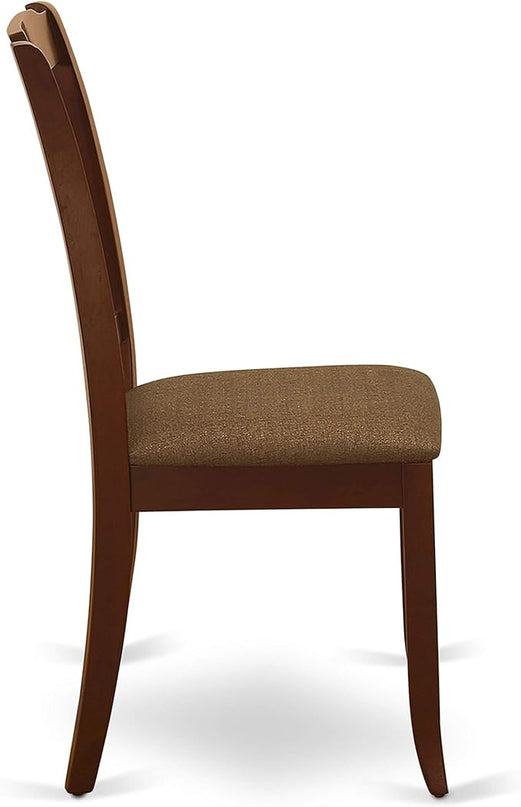 East West Furniture HLDA5-MAH-C 5 Piece Kitchen Table Set for 4 Includes a Round Dining Room Table with Pedestal and 4 Linen Fabric Upholstered Dining Chairs, 42x42 Inch, Mahogany - LeafyLoom