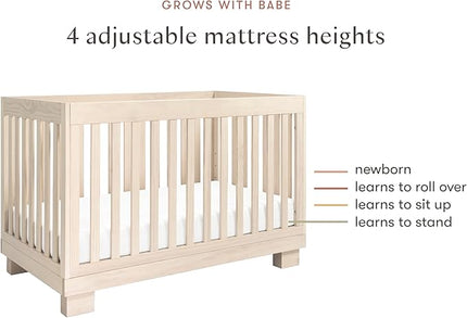 babyletto Modo 3-in-1 Convertible Crib with Toddler Bed Conversion Kit in Washed Natural, Greenguard Gold Certified - LeafyLoom