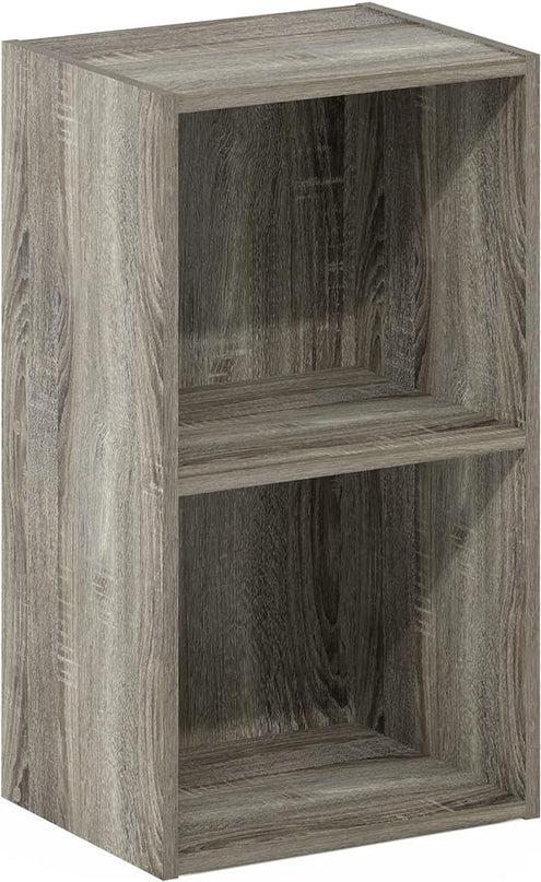 Furinno Luder Bookcase / Book / Storage, 2-Tier Cube, French Oak - LeafyLoom