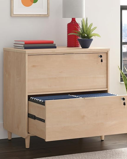 Sauder Clifford Place 2-Drawer Lateral File Cabinet, L: 29.53" x W: 18.5" x H: 30.28", Natural Maple Finish - LeafyLoom