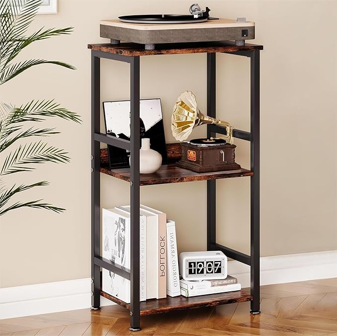 Small Bookshelf for Small Spaces, 3 Tier Small Book Shelf Organizer, Narrow Bookcase for Small Spaces, Small Bookcase for Bedroom, Living Room, Home, Office, 120 lbs Weight Capacity (Brown) - LeafyLoom