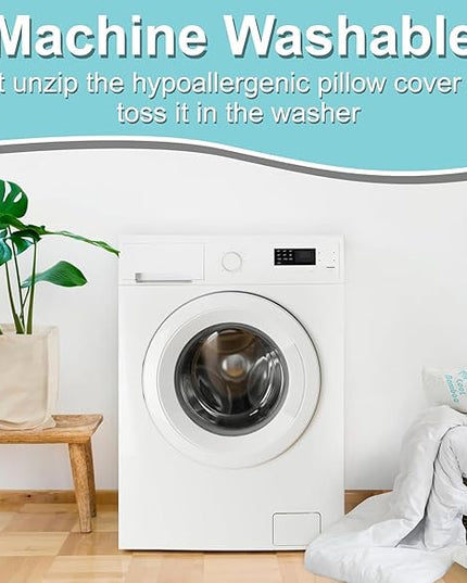 Cooling Rayon Of Bamboo Pillows Queen Size for Sleeping, +1 Extra Pillow Case, Shredded Adjustable Memory Foam Washable Zippered Breathable Cover, Relieves Neck Pain for Back/Stomach/Side Sleeper - LeafyLoom