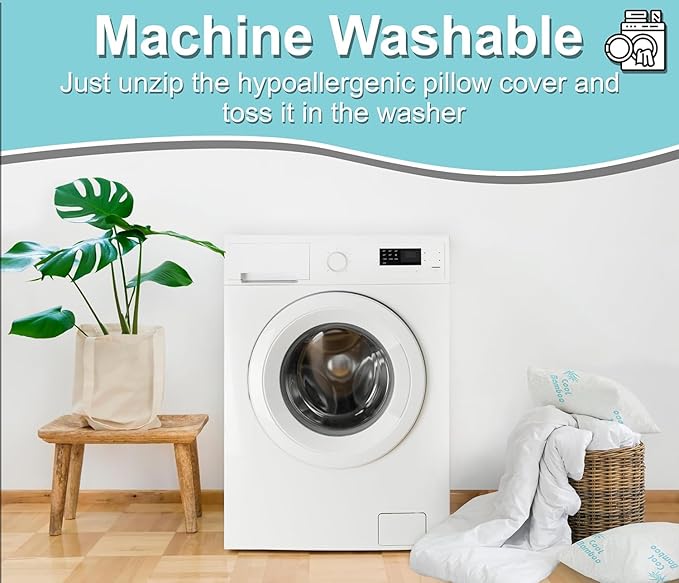 Cooling Rayon Of Bamboo Pillows Queen Size for Sleeping, +1 Extra Pillow Case, Shredded Adjustable Memory Foam Washable Zippered Breathable Cover, Relieves Neck Pain for Back/Stomach/Side Sleeper - LeafyLoom