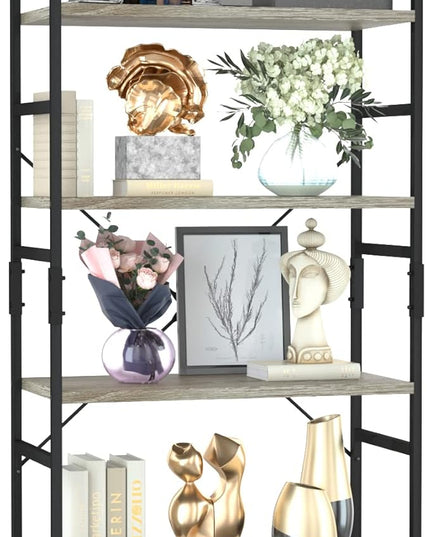 NUMENN 6 Tier Bookshelf, Tall Bookcase Shelf Storage Organizer, Modern Book Shelf for Bedroom, Living Room and Home Office, Grey - LeafyLoom
