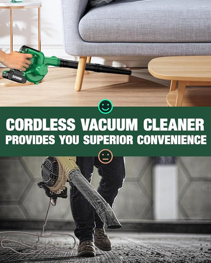K I M O. Cordless Leaf Blower Vacuum Combo 4 IN 1, 3 Nozzles for Inflation & Compression,3 Modes & Variable Speed, 20000RPM 150MPH, 2X2.0Ah Battery, Extended Tube, Mini Leaf Blowers for Lawn Care|Yard - LeafyLoom