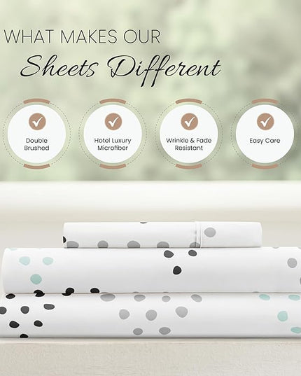 Linen Market 3 Piece Twin Bedding Sheet Set (Light Gray Dots) - Sleep Better Than Ever with These Ultra-Soft & Cooling Bed Sheets for Your Twin Size Bed - Deep Pocket Fits 16" Mattress - LeafyLoom