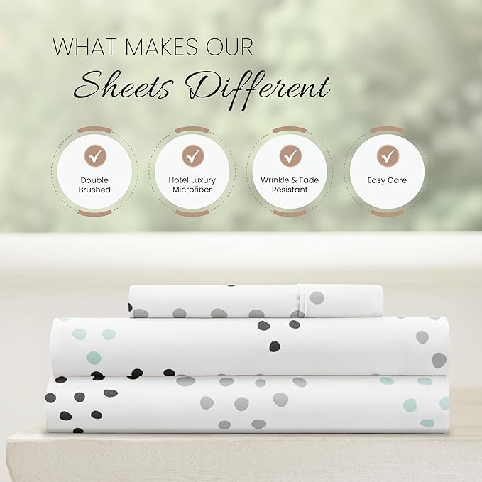 Linen Market 3 Piece Twin Bedding Sheet Set (Light Gray Dots) - Sleep Better Than Ever with These Ultra-Soft & Cooling Bed Sheets for Your Twin Size Bed - Deep Pocket Fits 16" Mattress - LeafyLoom