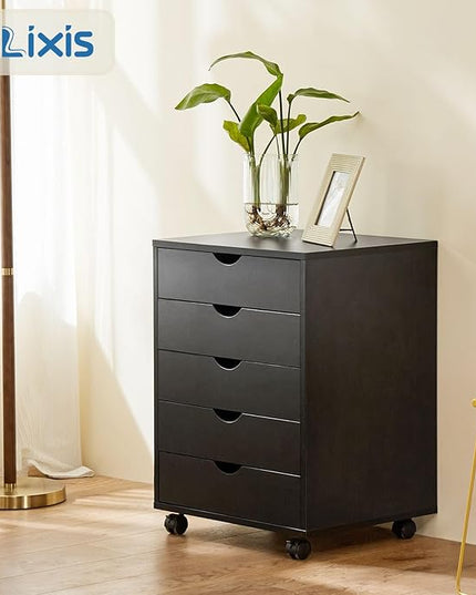 OLIXIS Chest Wood File Cabinet Rolling Organization Storage Dresser with Wheels for Home Office - LeafyLoom
