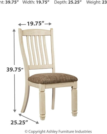 Signature Design by Ashley Bolanburg 20" Upholstered Dining Room Chair, Set of 2, Antique White - LeafyLoom