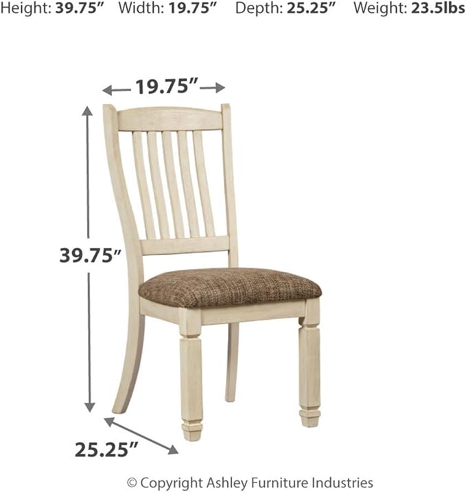 Signature Design by Ashley Bolanburg 20" Upholstered Dining Room Chair, Set of 2, Antique White - LeafyLoom