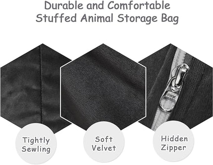 Stuffed Animal Storage Bean Bag Chair for Kids and Adults, Stuffed Animal Bean Bag Storage, Luxury Velvet Stuffie Seat - COVER ONLY(Dark Grey 200L/52 Gal) - LeafyLoom