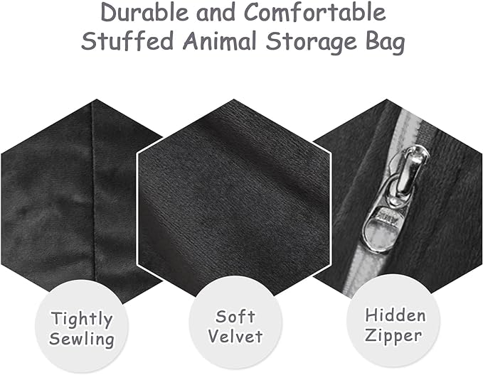 Stuffed Animal Storage Bean Bag Chair for Kids and Adults, Stuffed Animal Bean Bag Storage, Luxury Velvet Stuffie Seat - COVER ONLY(Dark Grey 200L/52 Gal) - LeafyLoom