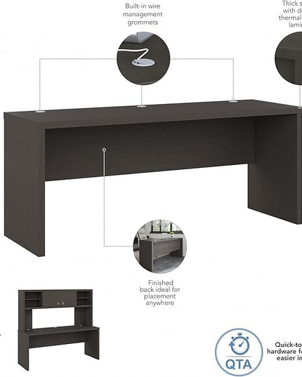Bush Business Furniture Echo Computer Desk, 72W, Charcoal Maple - LeafyLoom