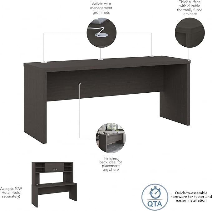 Bush Business Furniture Echo Computer Desk, 72W, Charcoal Maple - LeafyLoom