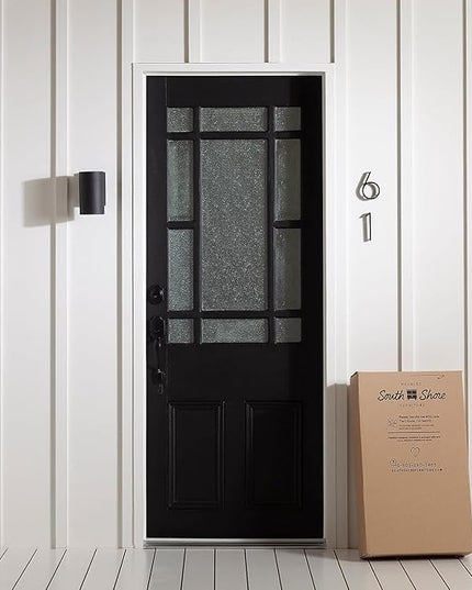 South Shore Small Computer Desk with Door, Pure Black - LeafyLoom