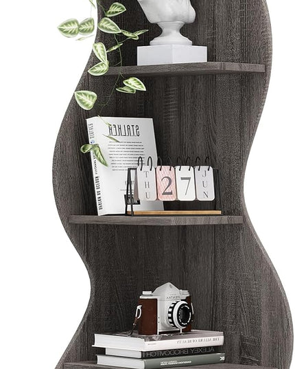 Small Corner Shelf, Modern 5-Tier Wall Corner Bookshelf, Stylish Bookcase Storage Rack for Small Space,Living Room. Bedroom - LeafyLoom