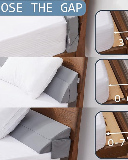 Limthe Twin Bed Wedge Pillow Stopper,Bed Gap Filler (0-7"),Headboard Pillow,Mattress Gap Cover,Adjustable Foam Wedge Pillow Fill Gap Between Headboard/Wall and Mattress, (Grey 39"x10"x6") - LeafyLoom