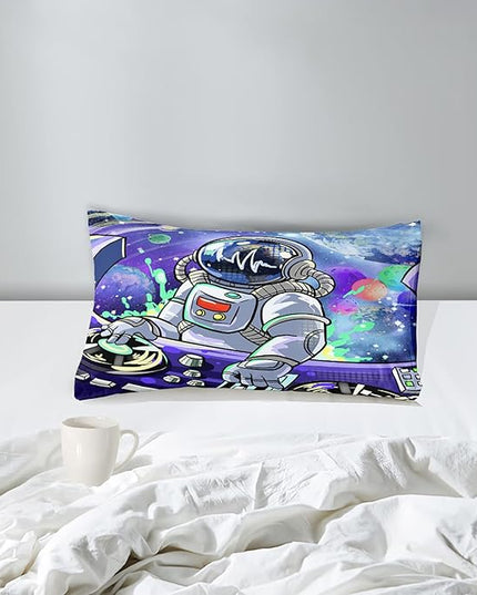 Astronaut Comforter Twin for Teens Boys Kids Girls Universe Outer Space Bedding Set Themed Astronaut Printed Pattern Kids Comforter for Boys Bedroom Decor, 1 Comforter 1 Pillowcases - LeafyLoom