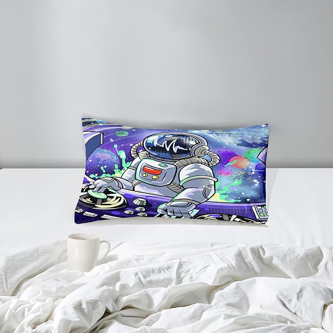 Astronaut Comforter Twin for Teens Boys Kids Girls Universe Outer Space Bedding Set Themed Astronaut Printed Pattern Kids Comforter for Boys Bedroom Decor, 1 Comforter 1 Pillowcases - LeafyLoom