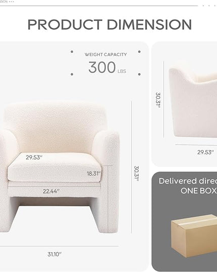 COLAMY Sherpa Accent Chair Set of 2, Living Room Chair, Comfy Accent Armchair with Back, Modern Accent Leisure Chair for Living Room Bedroom, Cream - LeafyLoom