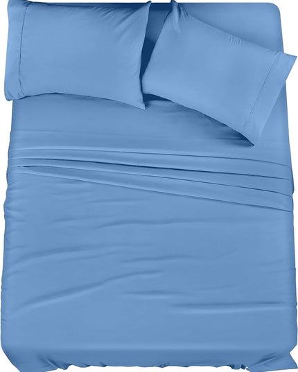 Utopia Bedding Queen Bed Sheets Set - 4 Piece Bedding - Brushed Microfiber - Shrinkage and Fade Resistant - Easy Care (Queen, Dutch Blue) - LeafyLoom