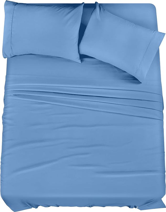 Utopia Bedding Queen Bed Sheets Set - 4 Piece Bedding - Brushed Microfiber - Shrinkage and Fade Resistant - Easy Care (Queen, Dutch Blue) - LeafyLoom